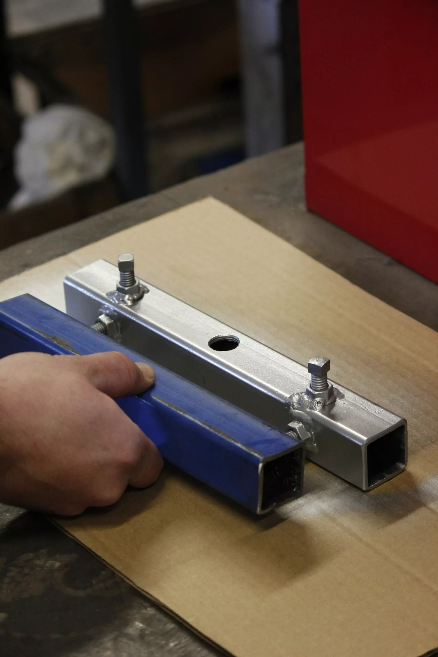 Technician carrying out roller door maintenance